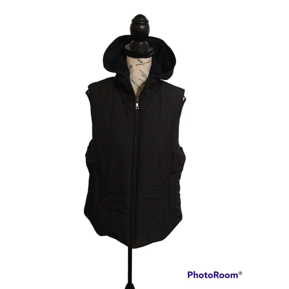 Tommy Hilfiger hooded detachable puffer black vest Classic Outdoorsy Y2k